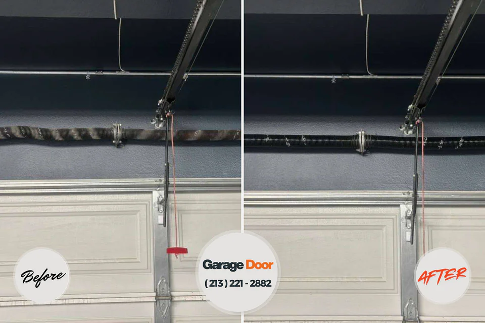 Before and after: garage door repair Lake Hallie, WI